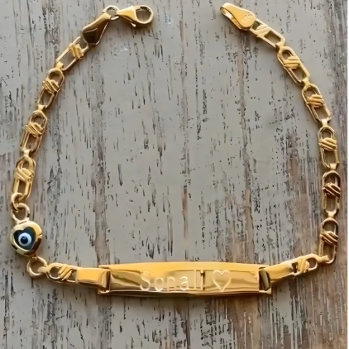 14Κ Gold Personalized Baby Id Engraved Evil Eye Bracelet 14Κ Gold Personalized Baby Id Engraved Evil Eye Bracelet