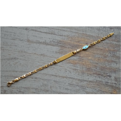 Personalized Gold Baby Id Evil Eye Name Bracelet 14K Personalized Gold Baby Id Evil Eye Name Bracelet 14K