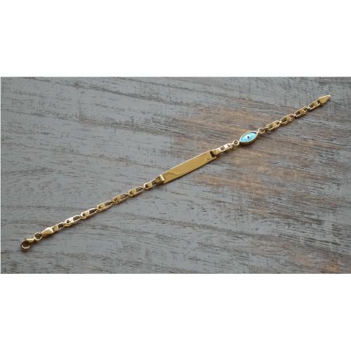 Personalized Gold Baby Id Evil Eye Arabic Name Bracelet 14K
